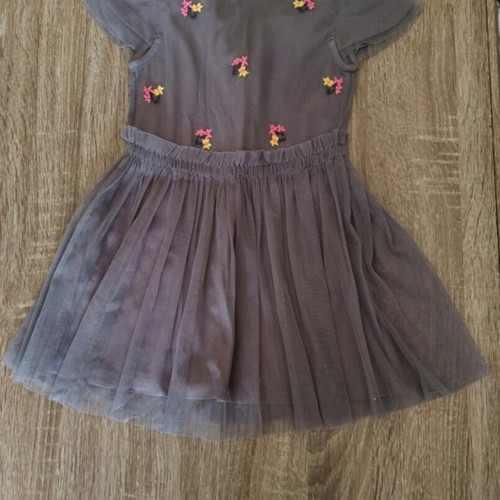 Mothercare toddler grey dress with embroidered flowers and tulle like new 18-24 months