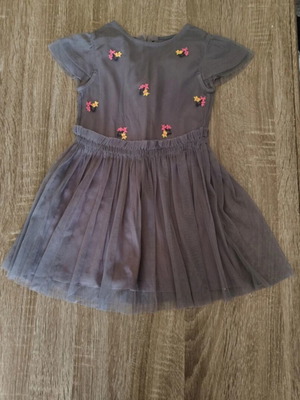 Mothercare toddler grey dress with embroidered flowers and tulle like new 18-24 months