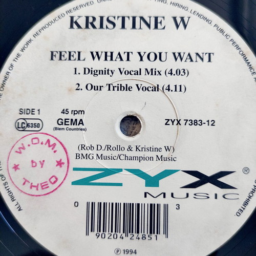 Kristine W Feel What You Want 12'' Vinyl Maxi Single used, electronic