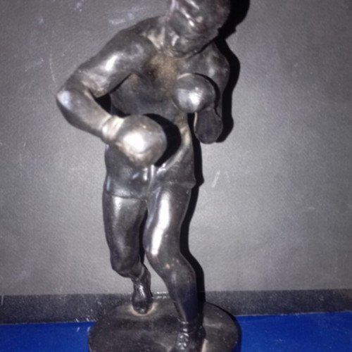 Boxer figurine vintage Soviet cast iron sculpture 1977