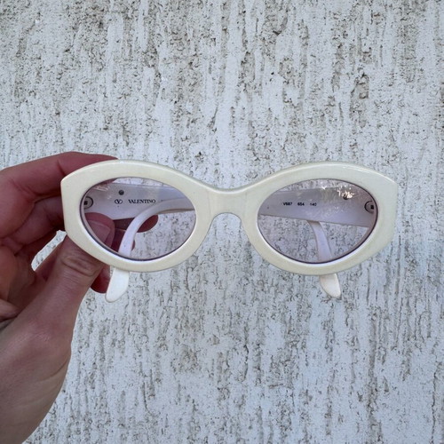 Valentino vintage sunglasses used, beige frame with lilac lenses