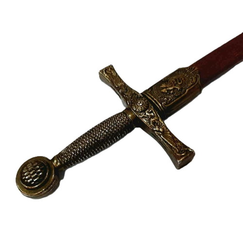 Antique King Arthur Letter Opener sword like new, bronze steel leather