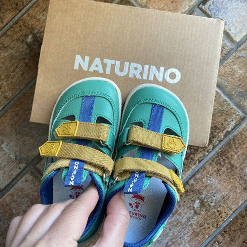 Naturino sandals size 24 new, leather, blue and green