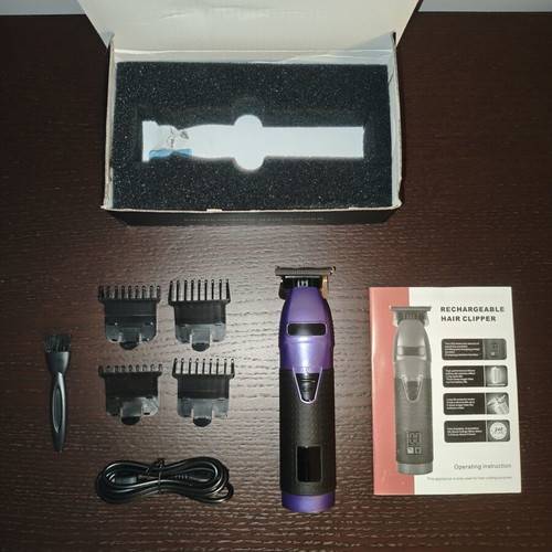 Rechargeable hair clipper deep purple with battery level indicator