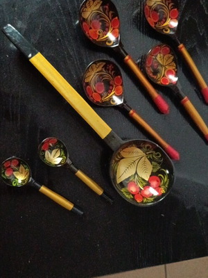 Vintage Russian decorative spoons, set of 7