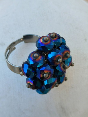 Women's ring with beads new blue