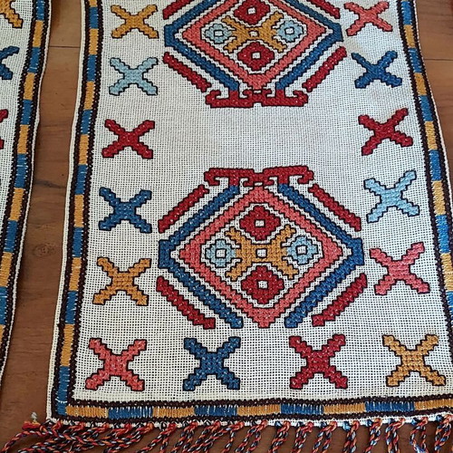 Handmade Cretan embroidered table runners, like new, set of 2