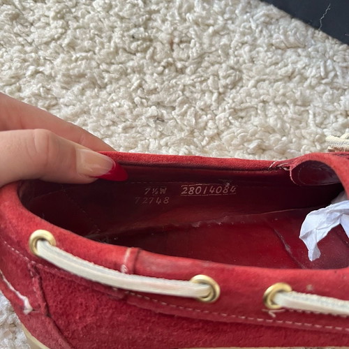 Sebago dockside red suede moccasins used, size 41