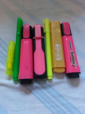 Colorful highlighters like new, set of 7 pieces