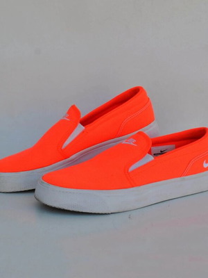 Nike Y2K Neon Orange Slip-On Sneakers used, size EU 38