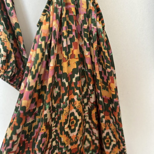 Zara multicolor geometric dress with cut-out waist and long sleeves
