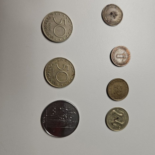 Coins used, set of 17 from various countries