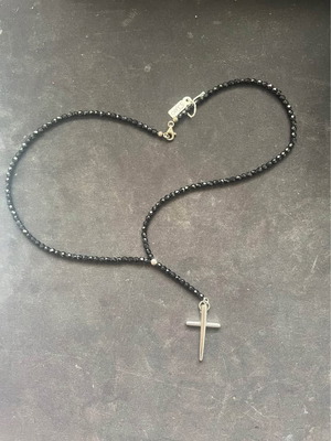Pendant necklace with cross new, black and white
