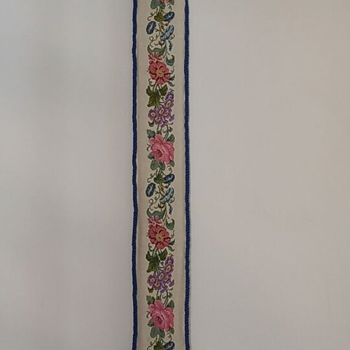 Handmade embroidered wall decor used, vintage 1950s linen fabric