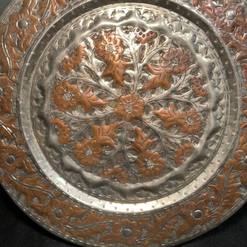 Decorative wall plate copper carved handmade like new
