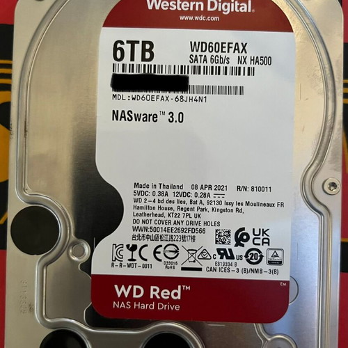 Western Digital WD Red 6TB HDD WD60EFAX like new