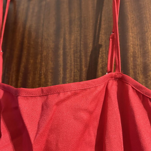 Red dress with embroidery, adjustable straps, XL