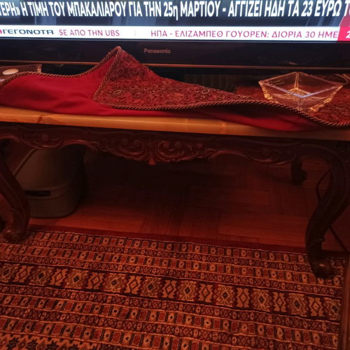 Living room set used with three-seat sofa, armchairs, chairs and handmade table