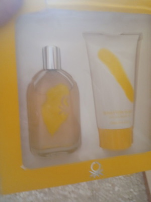 Benetton Giallo perfume set 100 ml and 150 ml shower gel new