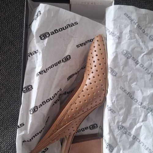 Baboulas leather slingback pumps, beige and brown, size 36