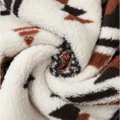 Fleece sweatshirt with half zipper ethnic style new, size L