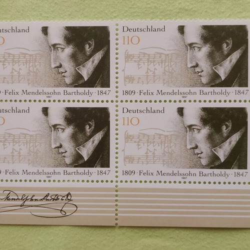 German 1997 stamp with Bonn first day cover, unsealed block