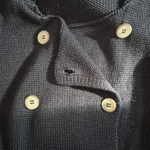 Knitted Bloom jacket like new, leather-look sleeves, black