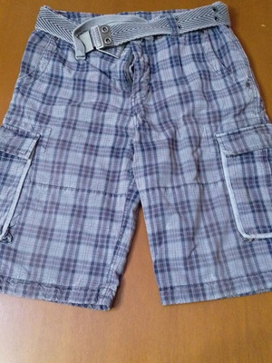 Checked men's bermuda with belt gray made to order