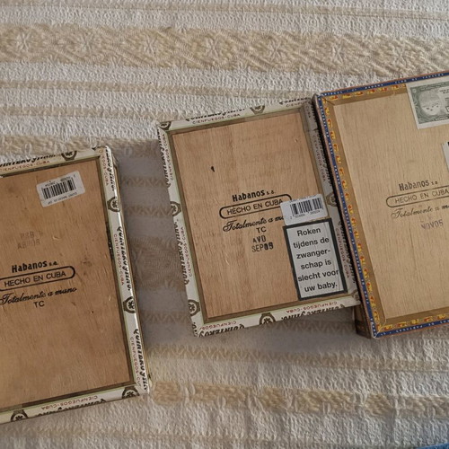 Cigar boxes used, pack of three, empty
