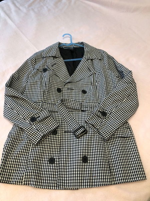 Καρό ασπρομαύρη καμπαρντίνα trench Forever 21 sz L σαν καινούργιο με ζώνη