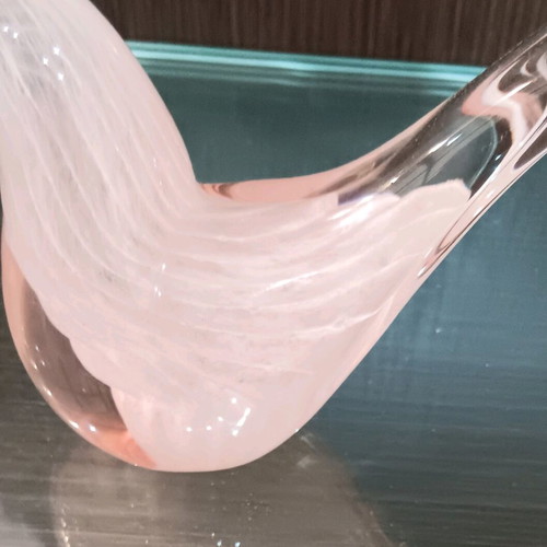 Murano Retro Pink Decorative Bird in Like New Condition