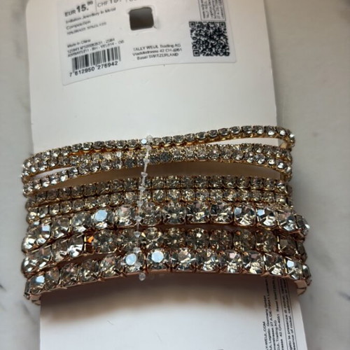 Tally Weijl wide cuff bracelet new, gold with crystals