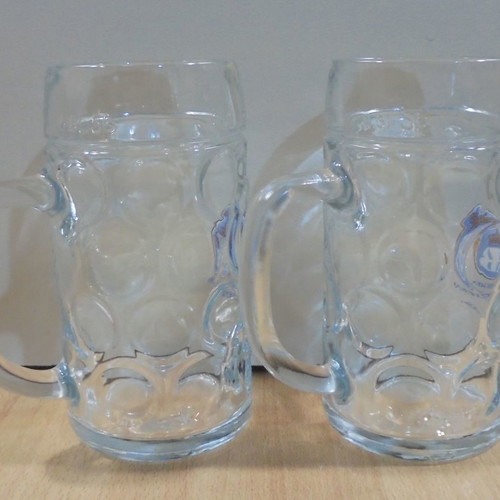 HB Hofbrauhaus Munchen beer set of two used glass mugs 0.5l