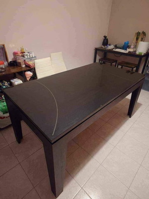 Table wenge with glass and metal details like new 1.70×90×80