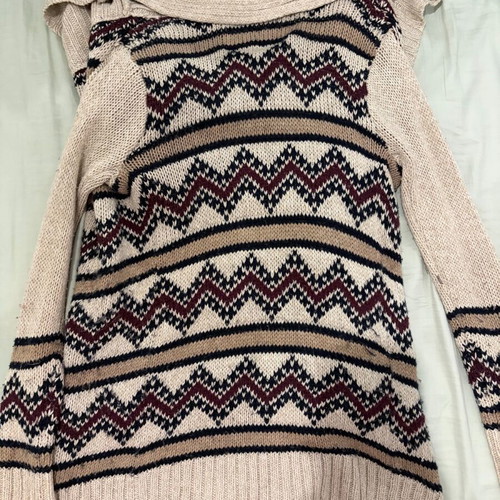 Superdry wool cardigan like new, beige and purple