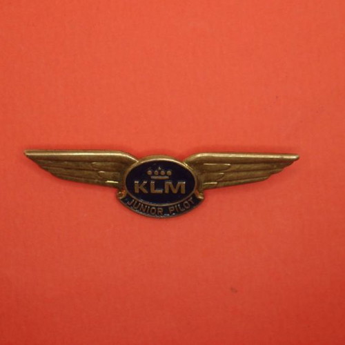 KLM Junior Pilot pin used, vintage metal wing badge