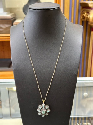 Gold and silver necklace with 9k gold and small diamonds new