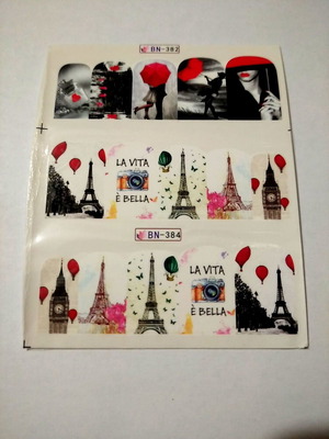 Αυτοκόλλητα νυχιών νερού σετ 2 τεμ. Full nail BN-383, BN-384 καινούργια