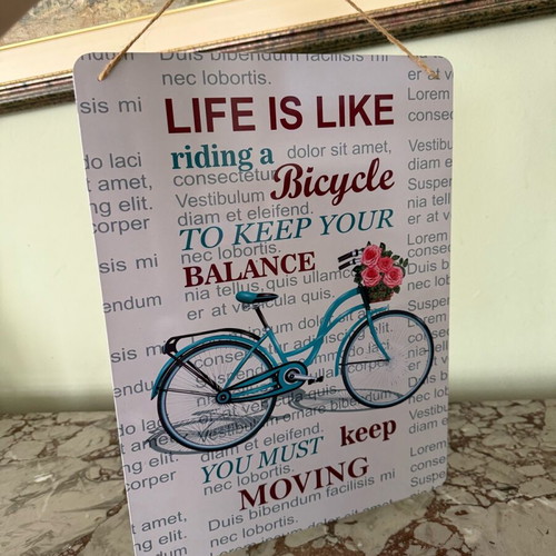 Decorative Wall Art with Bicycle and Inspirational Message like new