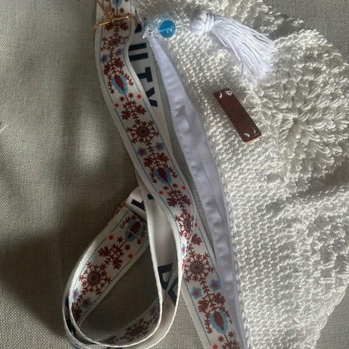 Handmade knitted crossbody bag white made to order