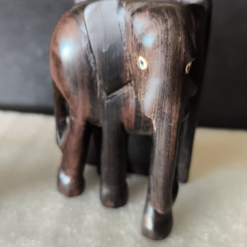 Handmade wooden elephant bookends, antiques