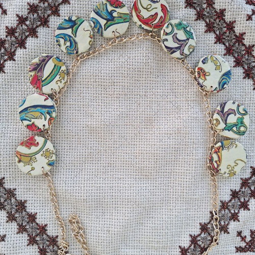 Short handmade floral printed necklace made to order