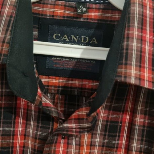 Canda men's shirt with long sleeves, red and black stripes, size Small, like new
