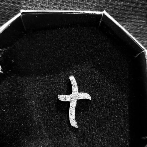 Silver cross new with modern design and zircon