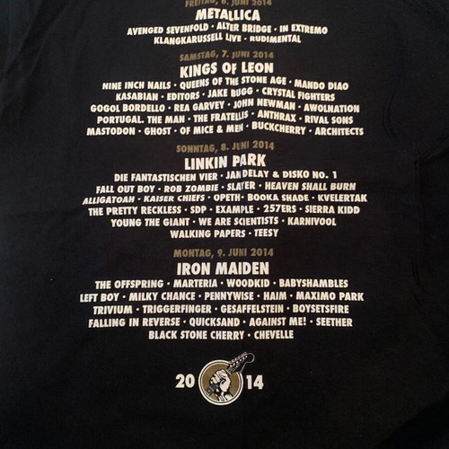 Rock T-shirt XL 2014 Rock Im Park with Metallica and Iron Maiden