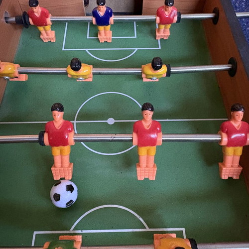 Wooden Foosball Table used with 4 Rows of Players and Score Counter