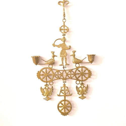 Brass wall candlestick with Byzantine motifs, new