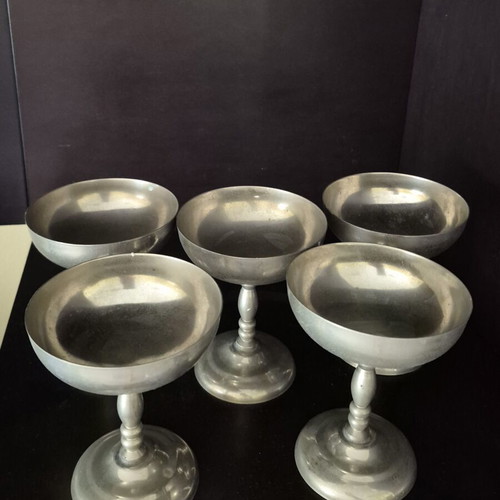 Silver-plated champagne cups used, set of 5