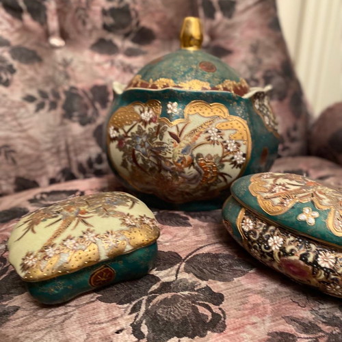 Royal Satsuma set handpainted vintage porcelain