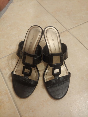 Jane Debster mules wedge platform shoes used, size 36, black